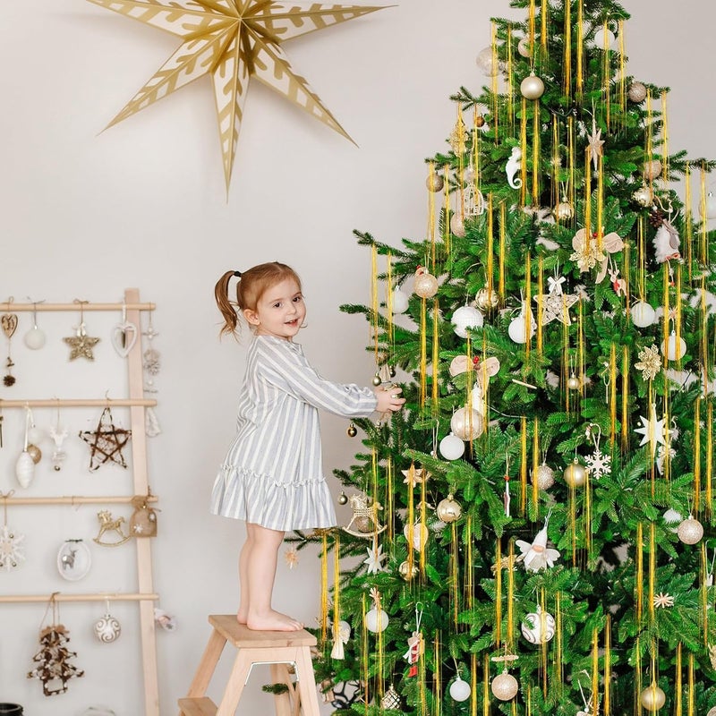 Lyrow Store 40000 Strands Tinsel Icicles 19.7 inch Christmas Tree Tinsel Foil Fringe Hanging Winter Home Decorations for Xmas Tree Holiday Decor Birthday Wedding Anniversary Party Supplies(Gold) - Image 4